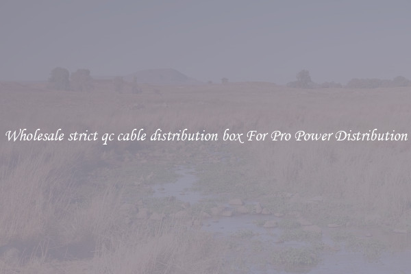 Wholesale strict qc cable distribution box For Pro Power Distribution