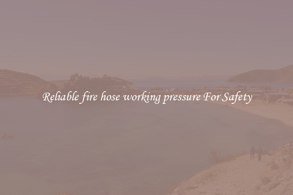 Reliable fire hose working pressure For Safety