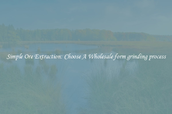 Simple Ore Extraction: Choose A Wholesale form grinding process
