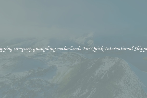 shipping company guangdong netherlands For Quick International Shipping